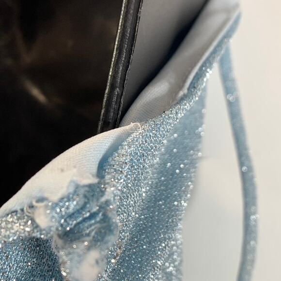 HUGO BUSCATI COLLECTION Women's Blue Shimmer Vintage Spaghetti Strap Dress SZ M - Picture 7 of 12